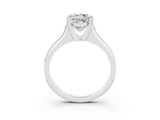 White gold Round Cut Moissanite Solitaire Ring with Wide Band and Prong Setting_3