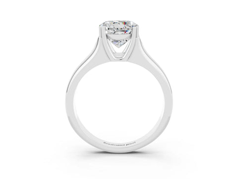 White gold Round Cut Moissanite Solitaire Ring with Wide Band and Prong Setting_3