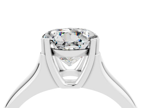 White gold Round Cut Moissanite Solitaire Ring with Wide Band and Prong Setting_4