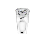 White gold Round Cut Moissanite Solitaire Ring with Wide Band and Prong Setting_5