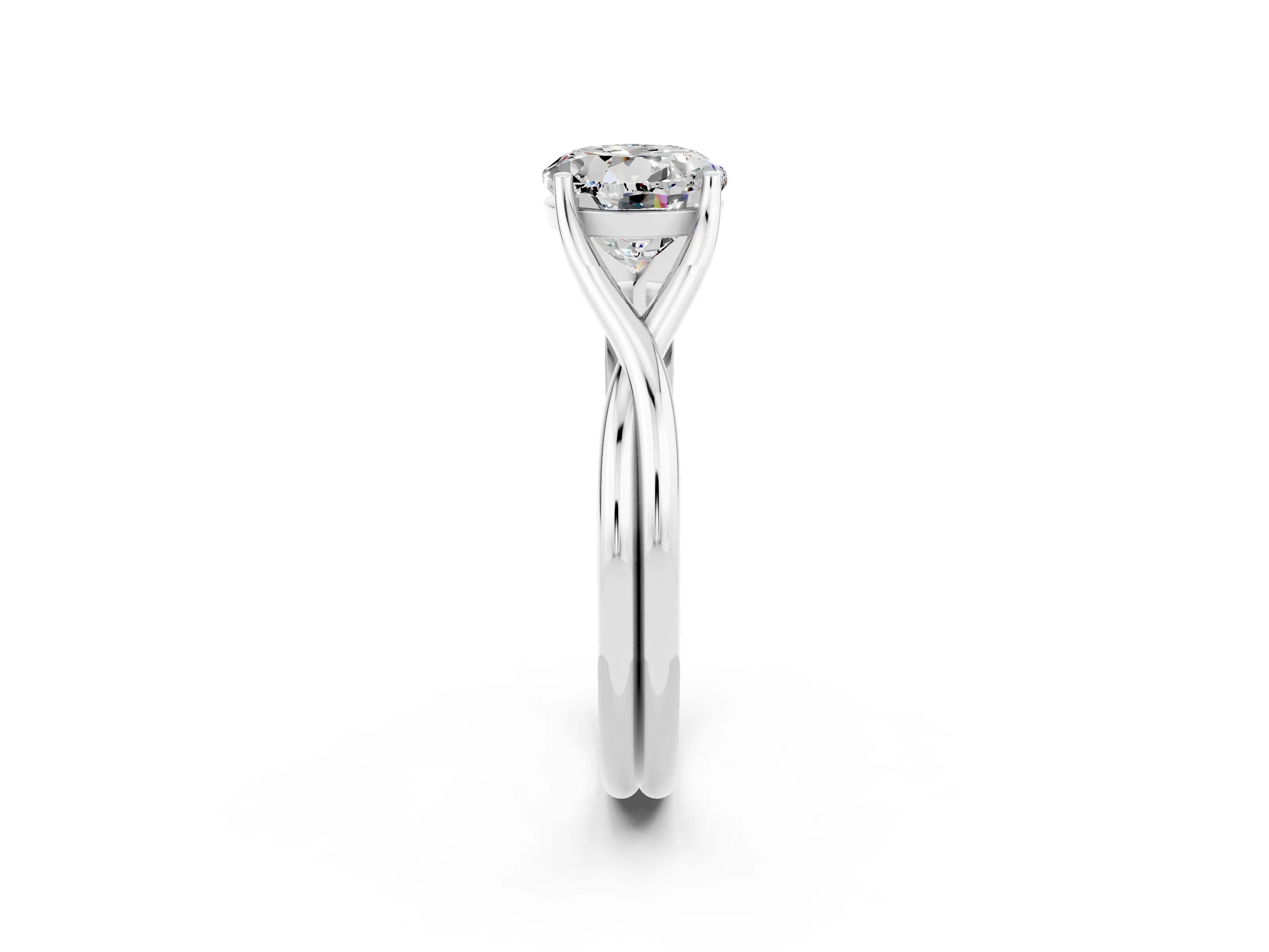 White gold Round Cut Moissanite Solitaire Twist Band Prong Setting Ring_38