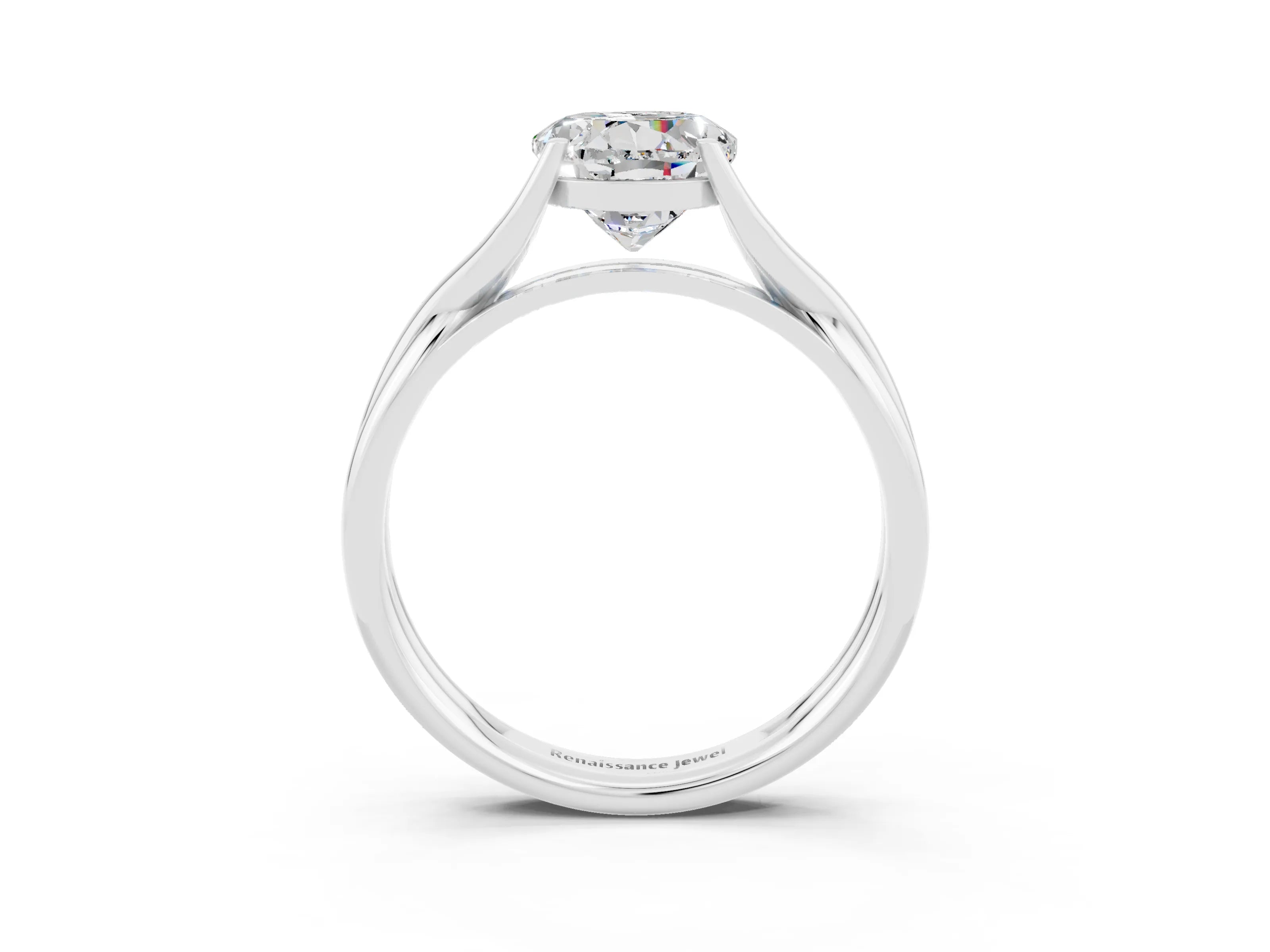 White gold Round Cut Moissanite Solitaire Twist Band Prong Setting Ring_39