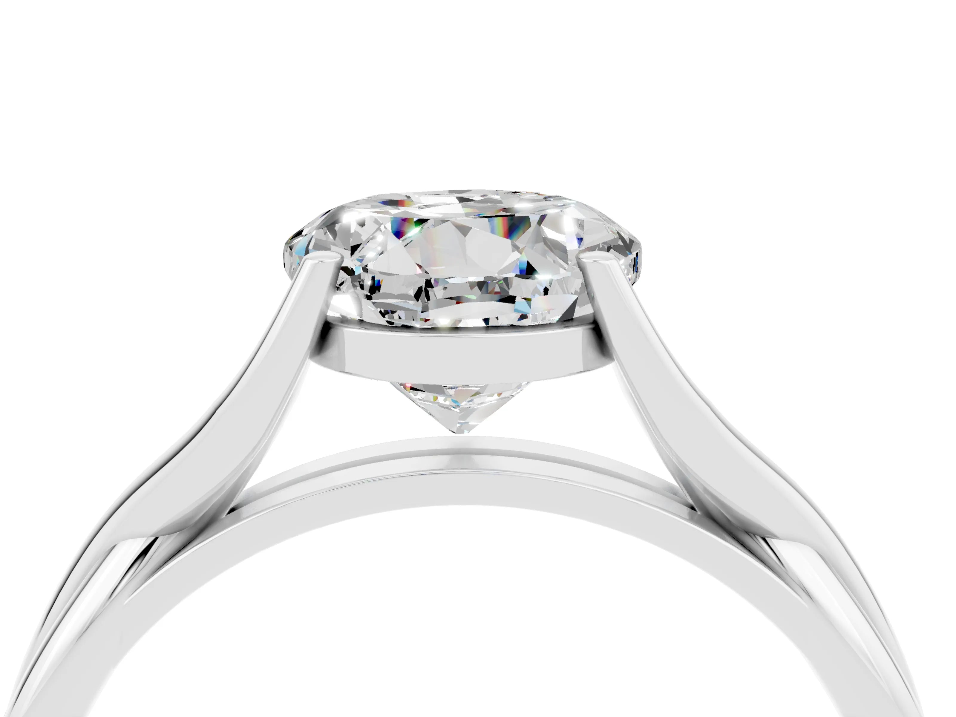 White gold Round Cut Moissanite Solitaire Twist Band Prong Setting Ring_40