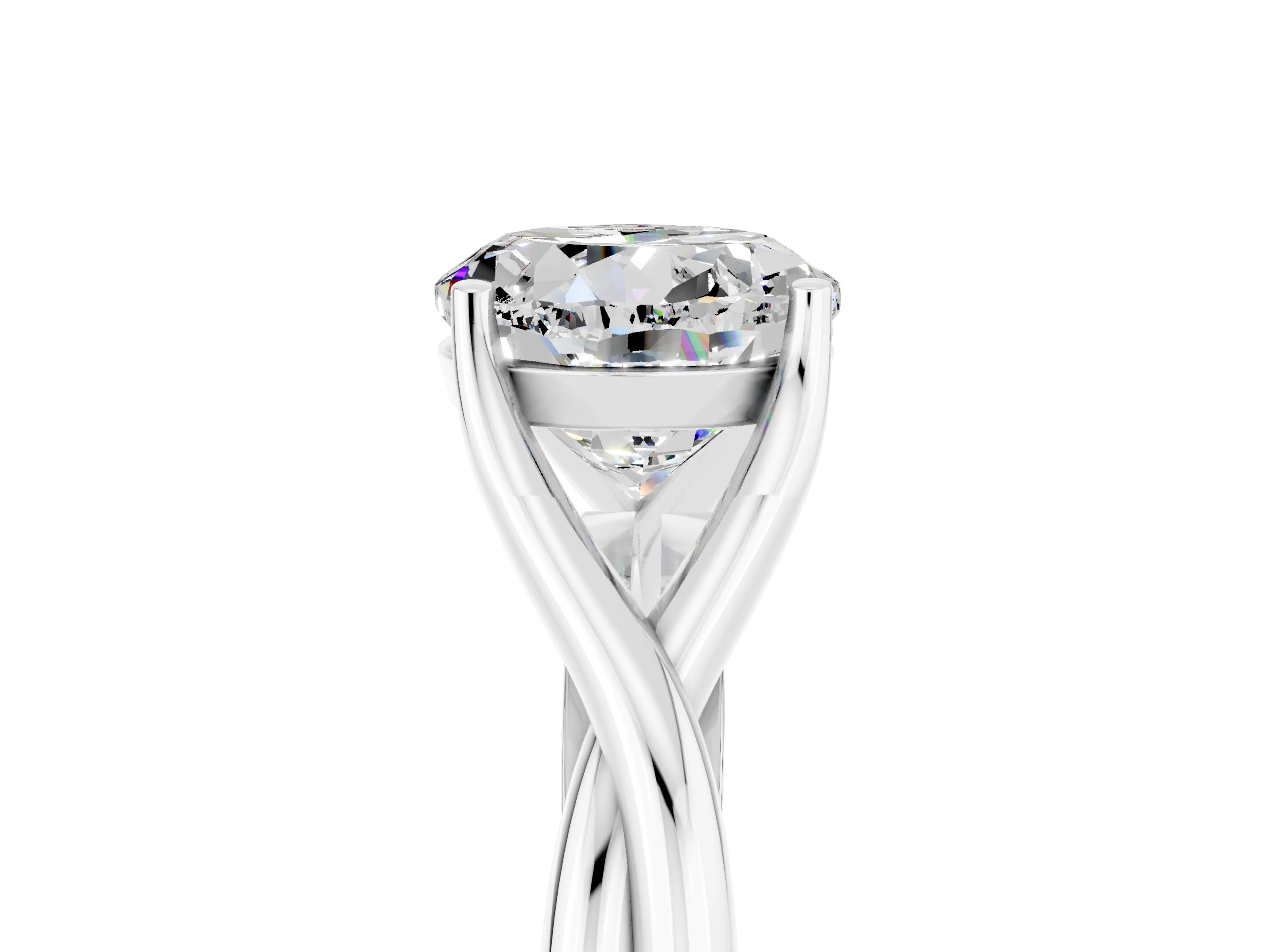 White gold Round Cut Moissanite Solitaire Twist Band Prong Setting Ring_41