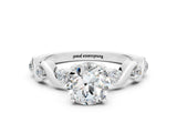 White gold Round Cut Moissanite Solitaire Twisted Band with Round  Accents and Prong Setting_12