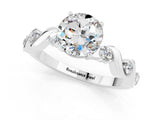 White gold Round Cut Moissanite Solitaire Twisted Band with Round  Accents and Prong Setting_13