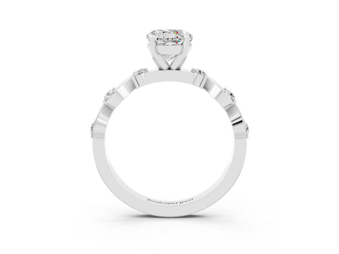 White gold Round Cut Moissanite Solitaire Twisted Band with Round  Accents and Prong Setting_15