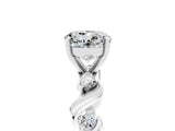 White gold Round Cut Moissanite Solitaire Twisted Band with Round  Accents and Prong Setting_17