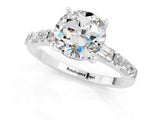 White gold Round Cut Moissanite Solitaire with Side Baguettes and Channel Set Band_1