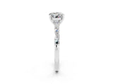 White gold Round Cut Moissanite Solitaire with Side Baguettes and Channel Set Band_2