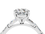 White gold Round Cut Moissanite Solitaire with Side Baguettes and Channel Set Band_4