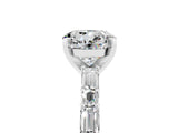 White gold Round Cut Moissanite Solitaire with Side Baguettes and Channel Set Band_5