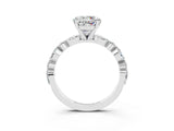 White gold Round Cut Moissanite Solitaire with Side Stones on a Pavé Band and Four-Prong Setting_3