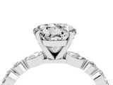 White gold Round Cut Moissanite Solitaire with Side Stones on a Pavé Band and Four-Prong Setting_4