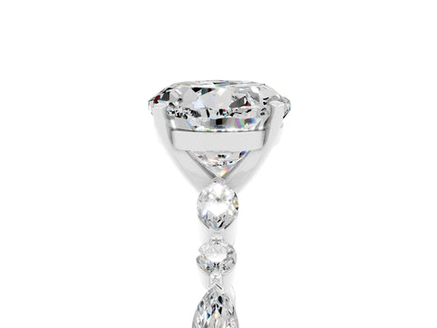 White gold Round Cut Moissanite Solitaire with Side Stones on a Pavé Band and Four-Prong Setting_5