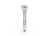 White gold Round Cut Moissanite Split Shank Engagement Ring with Pavé Band_2