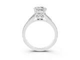 White gold Round Cut Moissanite Split Shank Engagement Ring with Pavé Band_3