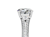 White gold Round Cut Moissanite Split Shank Engagement Ring with Pavé Band_5