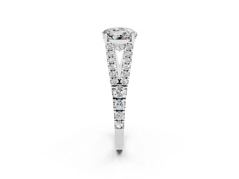 White gold Round Cut Moissanite Split Shank Pavé Engagement Ring with Four-Prong Setting_14