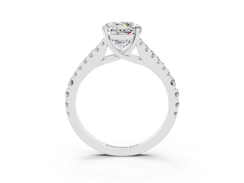 White gold Round Cut Moissanite Split Shank Pavé Engagement Ring with Four-Prong Setting_15