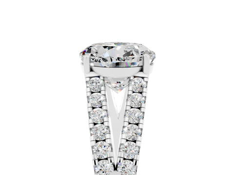 White gold Round Cut Moissanite Split Shank Pavé Engagement Ring with Four-Prong Setting_17