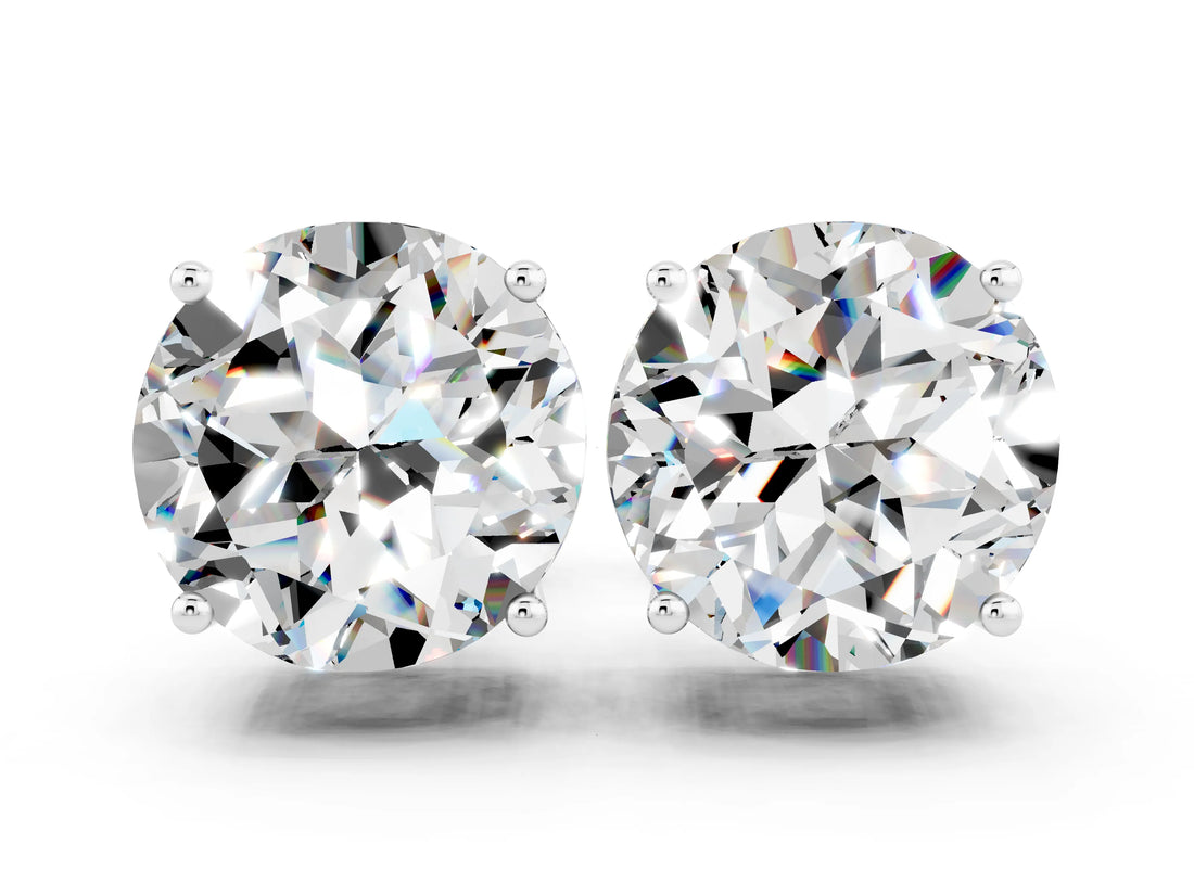 White gold Round Cut Moissanite Stud Earrings_28