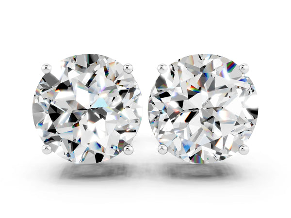 Silver Round Cut Moissanite Stud Earrings