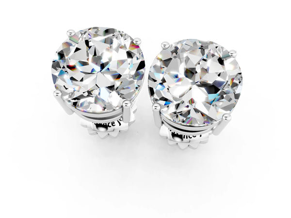 White gold Round Cut Moissanite Stud Earrings