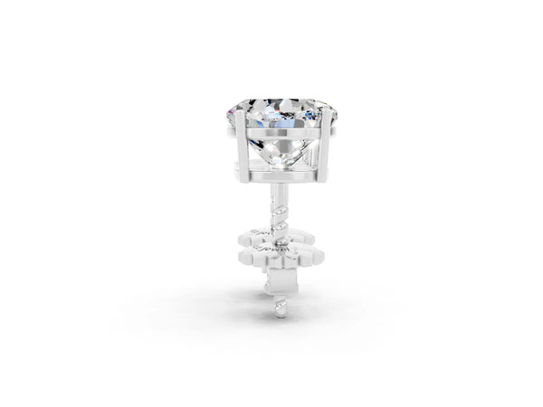 Silver Round Cut Moissanite Stud Earrings