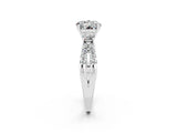 White gold Round Cut Moissanite Three-Stone Ring with Pavé Split Shank and Four-Prong Setting_2