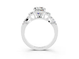 White gold Round Cut Moissanite Three-Stone Ring with Pavé Split Shank and Four-Prong Setting_3