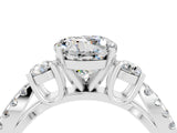 White gold Round Cut Moissanite Three-Stone Ring with Pavé Split Shank and Four-Prong Setting_4