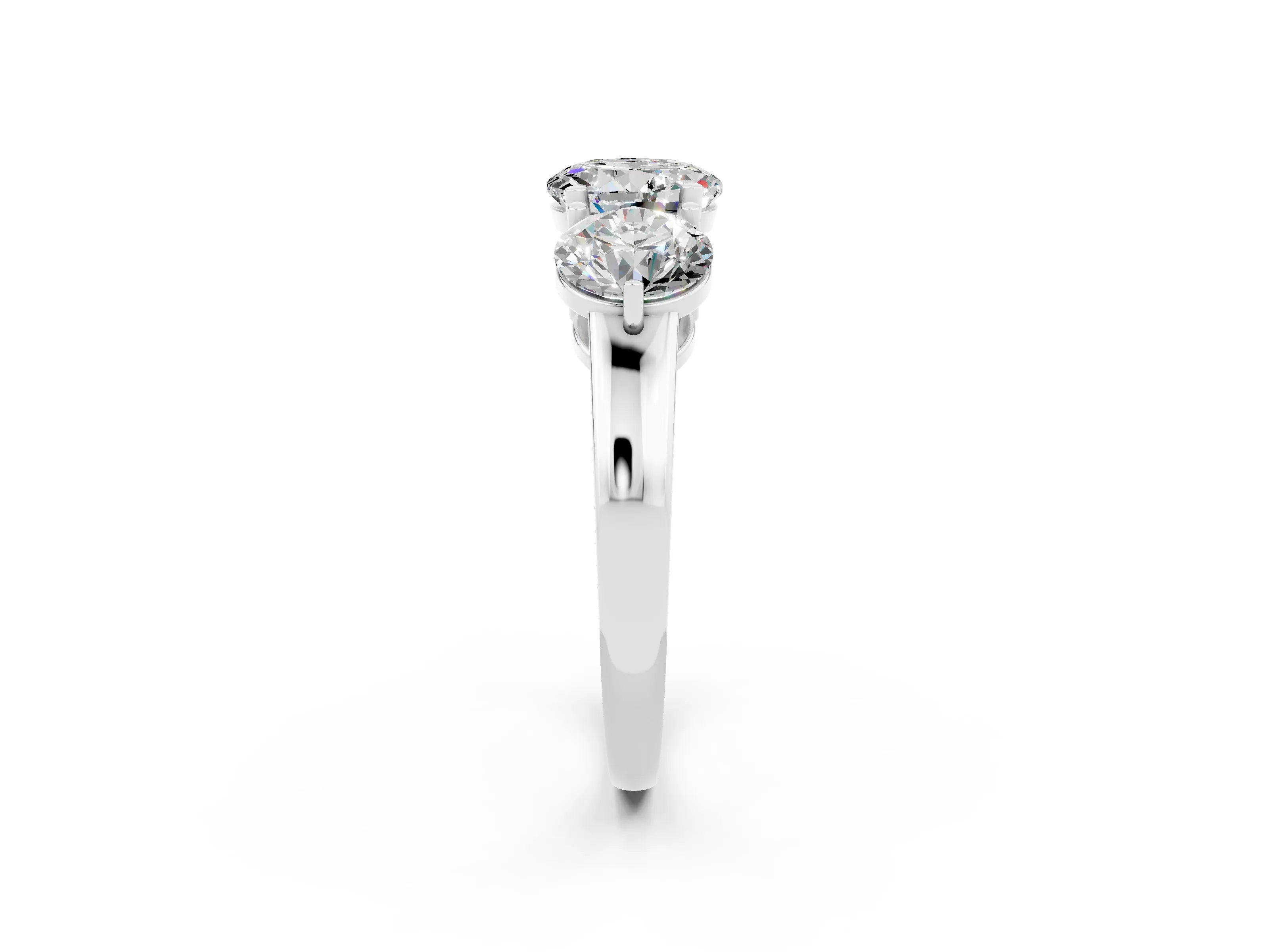 White gold Round Cut Moissanite Three-Stone Ring with Prong Setting and Classic Band_2