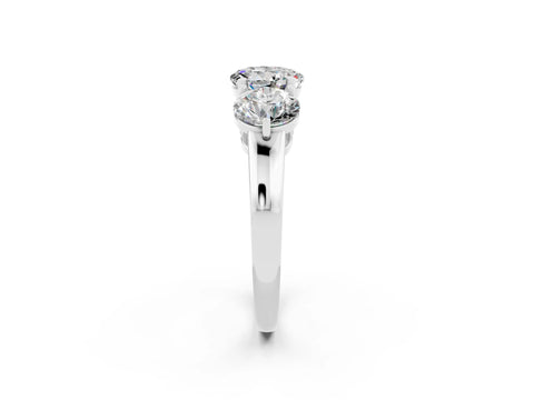 White gold Round Cut Moissanite Three-Stone Ring with Prong Setting and Classic Band_2