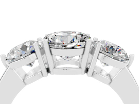 White gold Round Cut Moissanite Three-Stone Ring with Prong Setting and Classic Band_4
