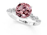 White gold Round Cut Morganite Cluster Side Stone Solitaire Ring with Prong Setting_25
