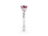 White gold Round Cut Morganite Cluster Side Stone Solitaire Ring with Prong Setting_26