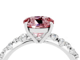 White gold Round Cut Morganite Cluster Side Stone Solitaire Ring with Prong Setting_28