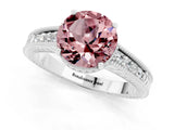 White gold Round Cut Morganite Engagement Ring with Milgrain Channel Set Band and Prong Setting_1