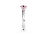White gold Round Cut Morganite Engagement Ring with Side Stone Accents and Four-Prong Setting_29