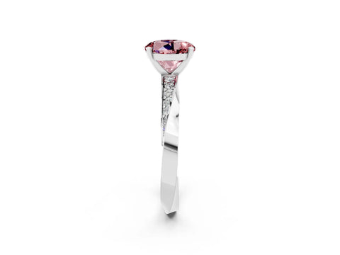 White gold Round Cut Morganite Engagement Ring with Side Stone Accents and Four-Prong Setting_29