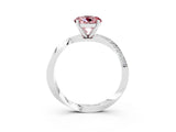 White gold Round Cut Morganite Engagement Ring with Side Stone Accents and Four-Prong Setting_30