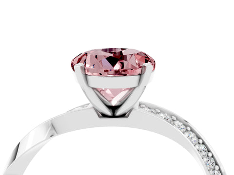 White gold Round Cut Morganite Engagement Ring with Side Stone Accents and Four-Prong Setting_31