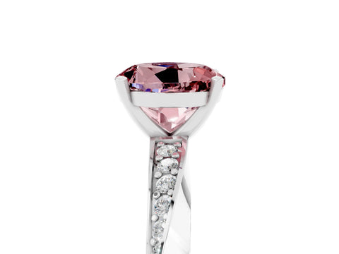 White gold Round Cut Morganite Engagement Ring with Side Stone Accents and Four-Prong Setting_32