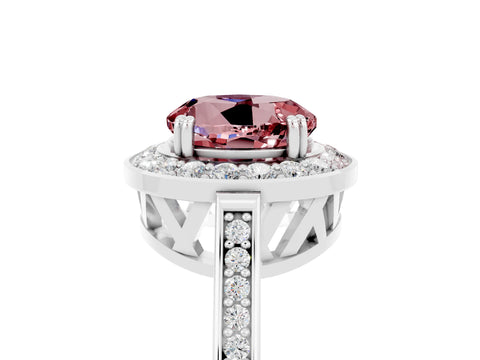 White gold Round Cut Morganite Halo Ring with Split Shank and Four-Prong Setting_5