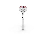 White gold Round Cut Morganite Halo Ring with Tapered Band and Four-Prong Setting_2