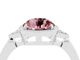 White gold Round Cut Morganite Halo Ring with Tapered Band and Four-Prong Setting_4