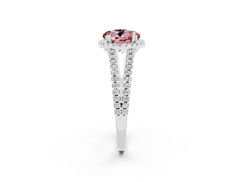 White gold Round Cut Morganite Halo Split Shank Engagement Ring_14