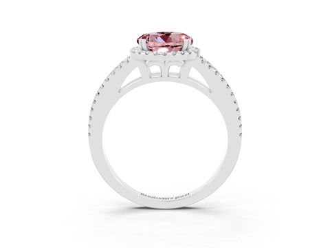 White gold Round Cut Morganite Halo Split Shank Engagement Ring_15