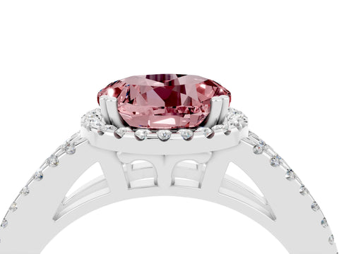 White gold Round Cut Morganite Halo Split Shank Engagement Ring_16